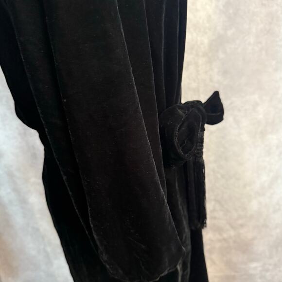 Lauren by Ralph Lauren Velvet Style Midi Little Black Dress Long Sleeve Bow Tie - Picture 6 of 15